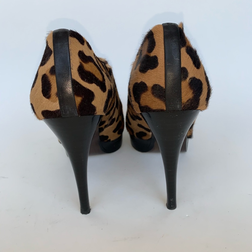 Stuart Weitzman Leopard Calf Hair High Heel Platform Ankle Boots - Picture 4 of 5